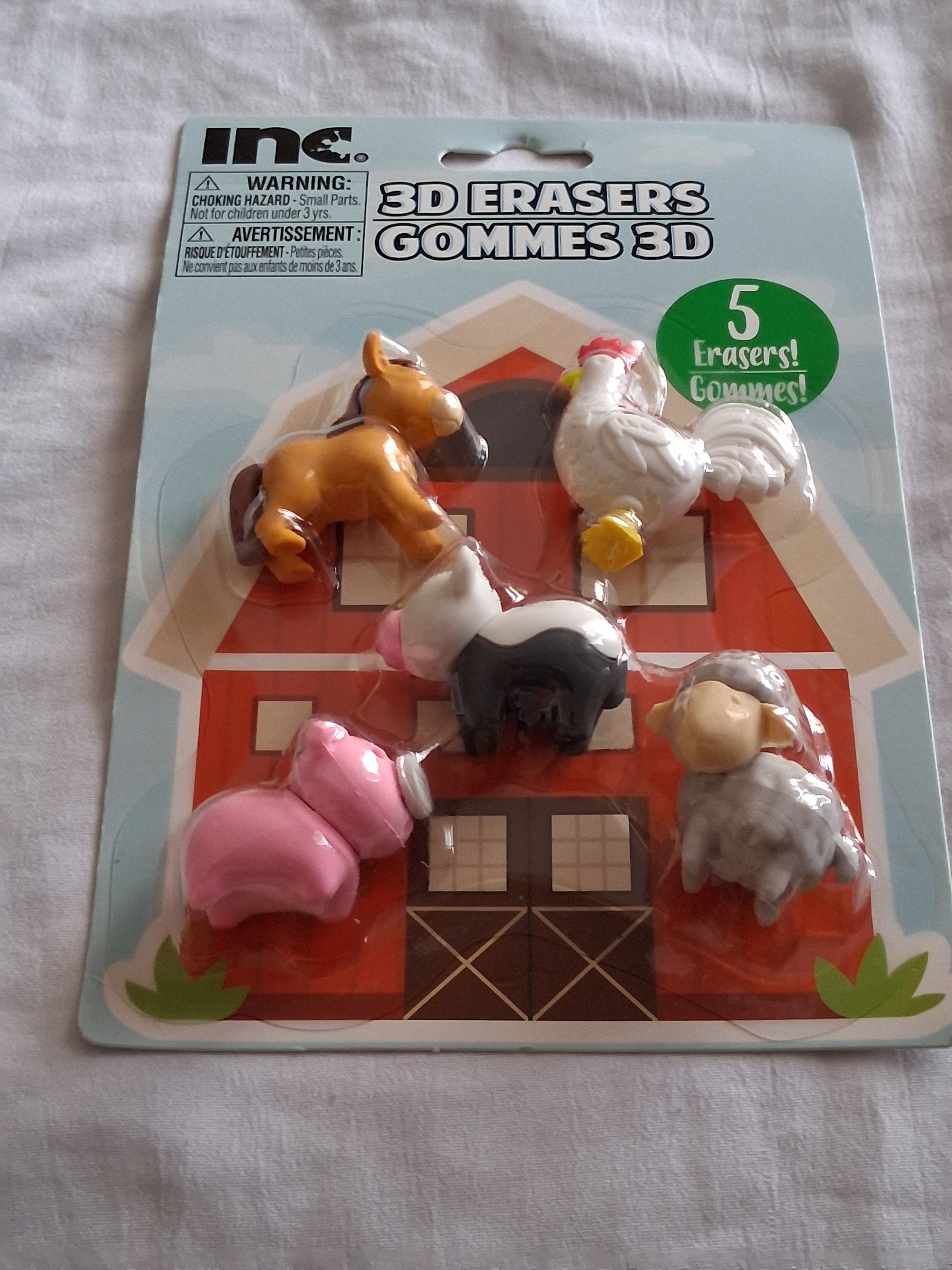 3d Farm Animal Erasers - Set Of 5